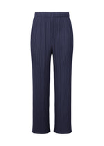 A product shot of the Pleats Please Issey Miyake MONTHLY COLORS MAY trousers in navy (75), recurring_style.