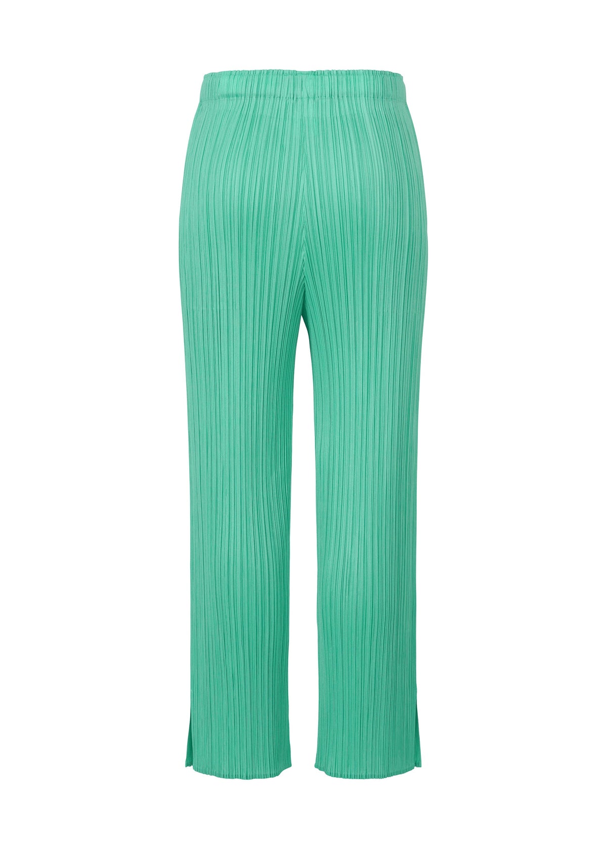A detail shot of the Pleats Please Issey Miyake MONTHLY COLORS MAY trousers.