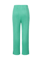 A detail shot of the Pleats Please Issey Miyake MONTHLY COLORS MAY trousers.