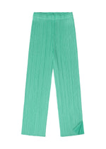 A detail shot of the Pleats Please Issey Miyake MONTHLY COLORS MAY trousers.