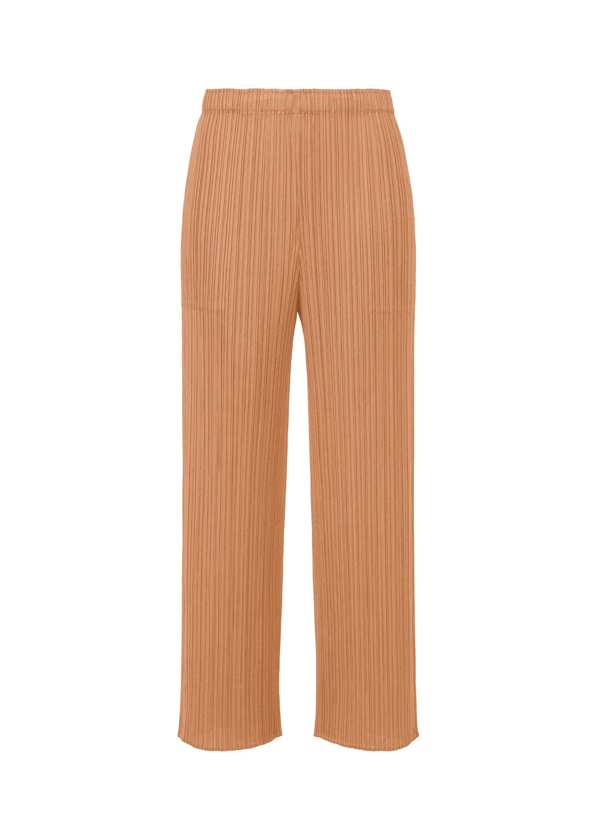 A product shot of the PLEATS PLEASE ISSEY MIYAKE MONTHLY COLORS : JUNE trousers in pink beige.