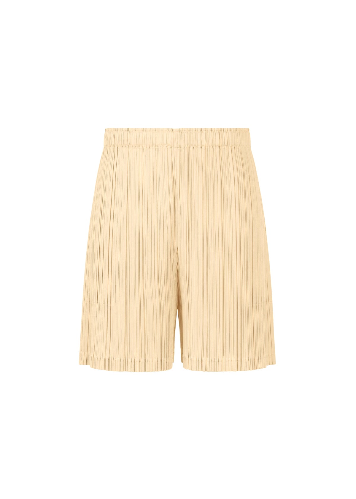 A product shot of the Pleats Please Issey Miyake LOOP BOTTOMS trousers in light beige (39), recurring_style.
