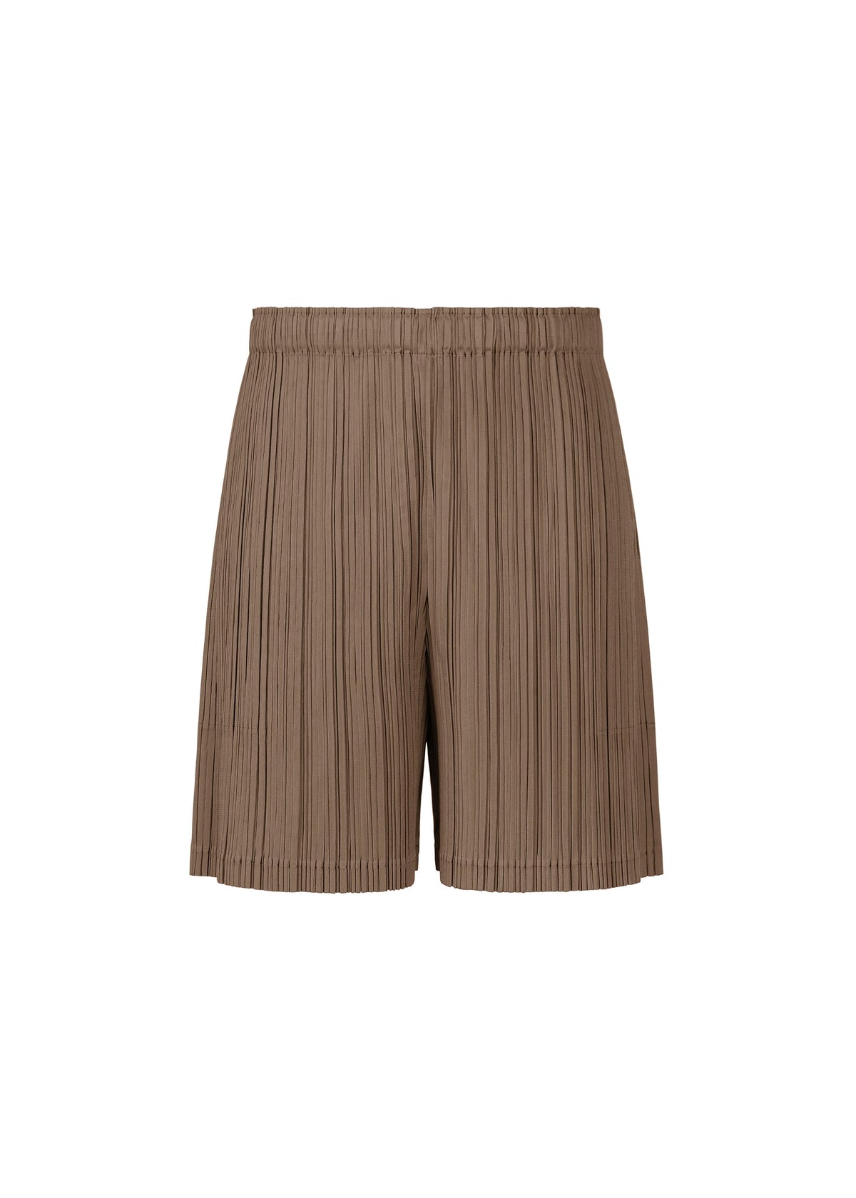 A product shot of the Pleats Please Issey Miyake LOOP BOTTOMS trousers in dark brown (45), recurring_style.