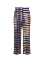A product shot of the PLEATS PLEASE ISSEY MIYAKE BASKET trousers in navy.