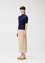 A model wears the Pleats Please Issey Miyake MONTHLY COLORS MAY skirt.