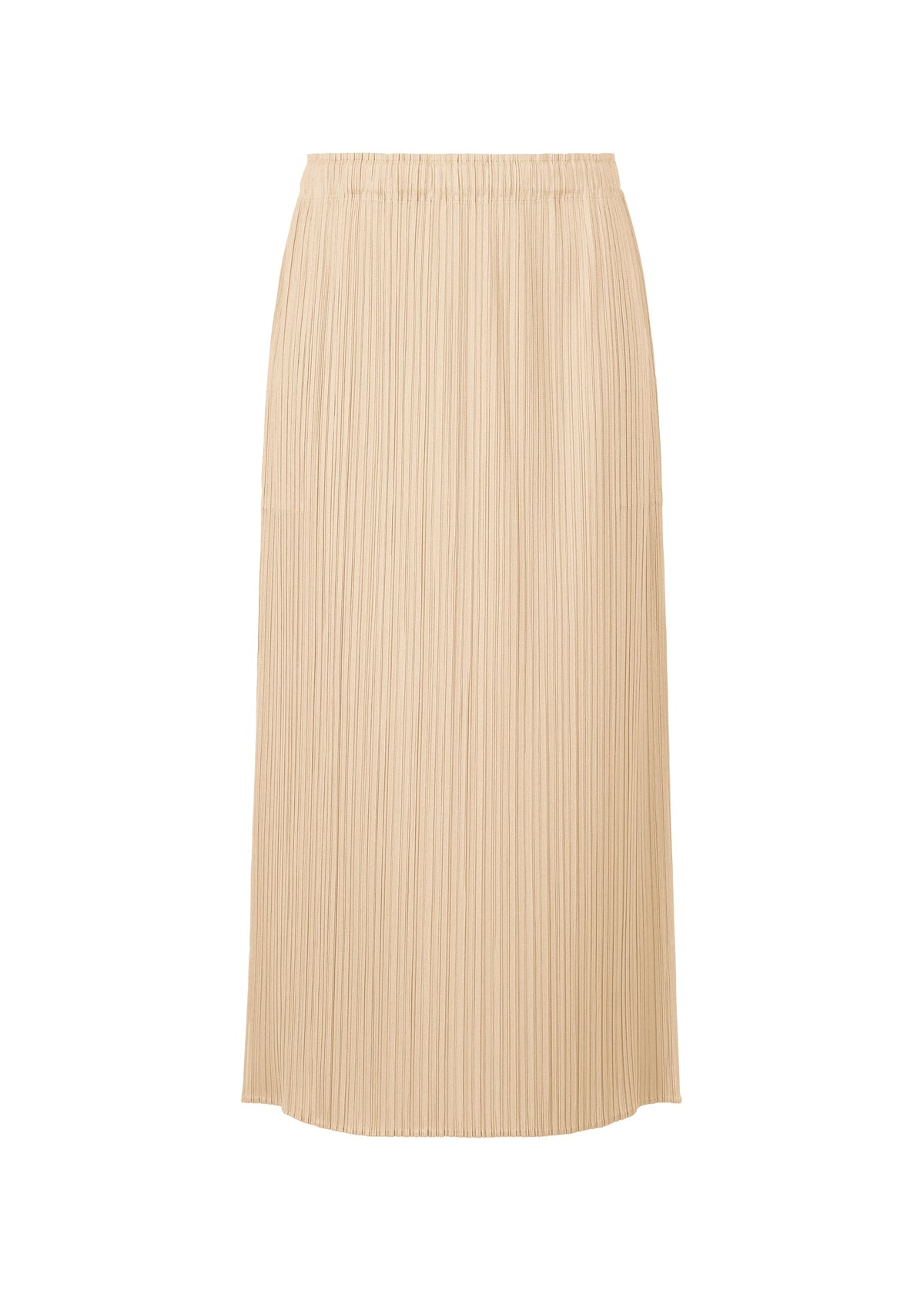 A product shot of the Pleats Please Issey Miyake MONTHLY COLORS MAY skirt in sand beige (43), recurring_style.