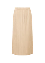 A product shot of the Pleats Please Issey Miyake MONTHLY COLORS MAY skirt in sand beige (43), recurring_style.