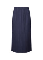 A product shot of the Pleats Please Issey Miyake MONTHLY COLORS MAY skirt in navy (75), recurring_style.