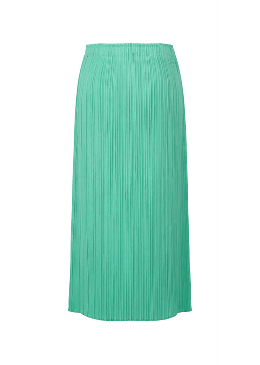 A detail shot of the Pleats Please Issey Miyake MONTHLY COLORS MAY skirt.