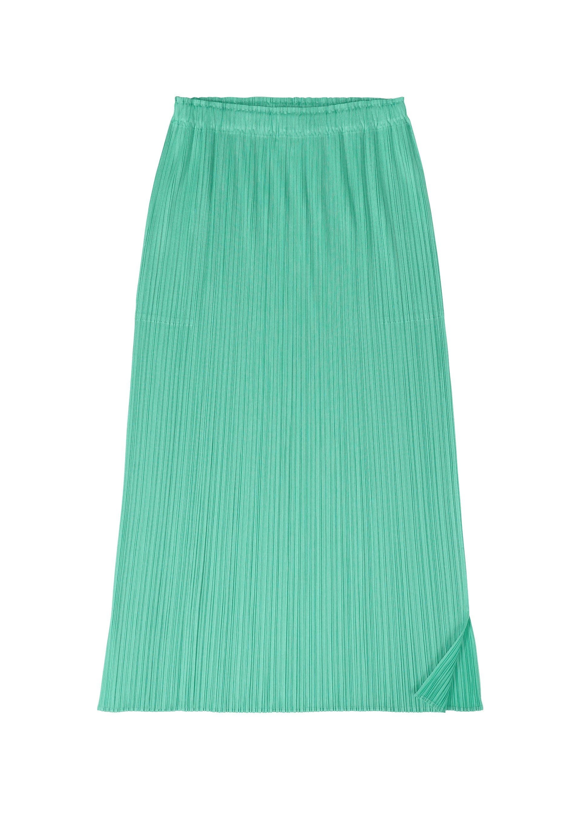 A detail shot of the Pleats Please Issey Miyake MONTHLY COLORS MAY skirt.