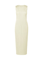 A product shot of the Pleats Please Issey Miyake MONTHLY COLORS MAY dress in ivory (03), recurring_style.