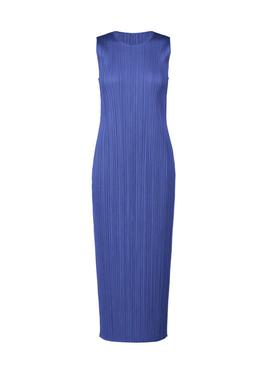 A product shot of the Pleats Please Issey Miyake MONTHLY COLORS MAY dress in blue (72), recurring_style.