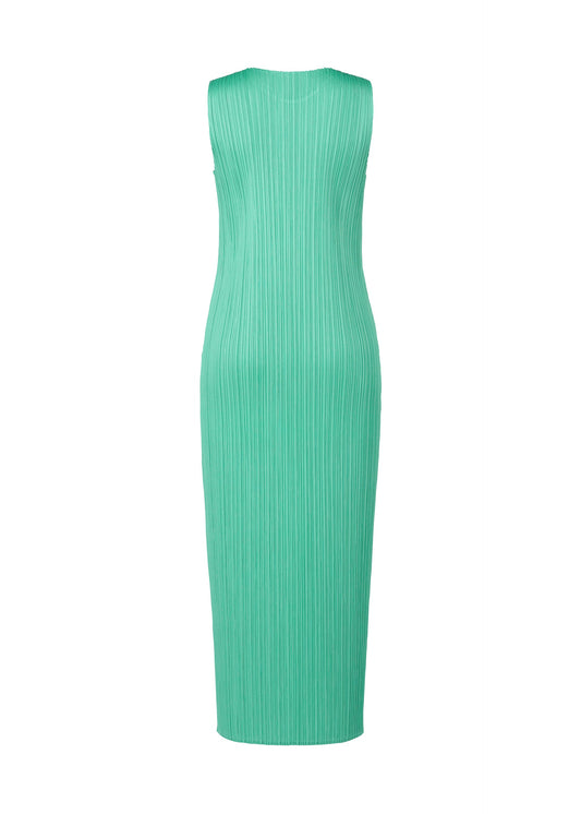 A detail shot of the Pleats Please Issey Miyake MONTHLY COLORS MAY dress.