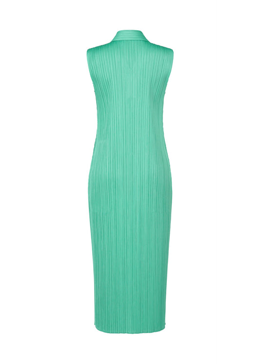 A detail shot of the Pleats Please Issey Miyake MONTHLY COLORS MAY dress.