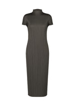 A product shot of the PLEATS PLEASE ISSEY MIYAKE MONTHLY COLORS : JUNE dress in charcoal.