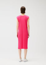 A model wears the PLEATS PLEASE ISSEY MIYAKE MONTHLY COLORS : JUNE monthly-colors-june-dress-charcoal-1.