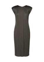 A product shot of the PLEATS PLEASE ISSEY MIYAKE MONTHLY COLORS : JUNE dress in charcoal.