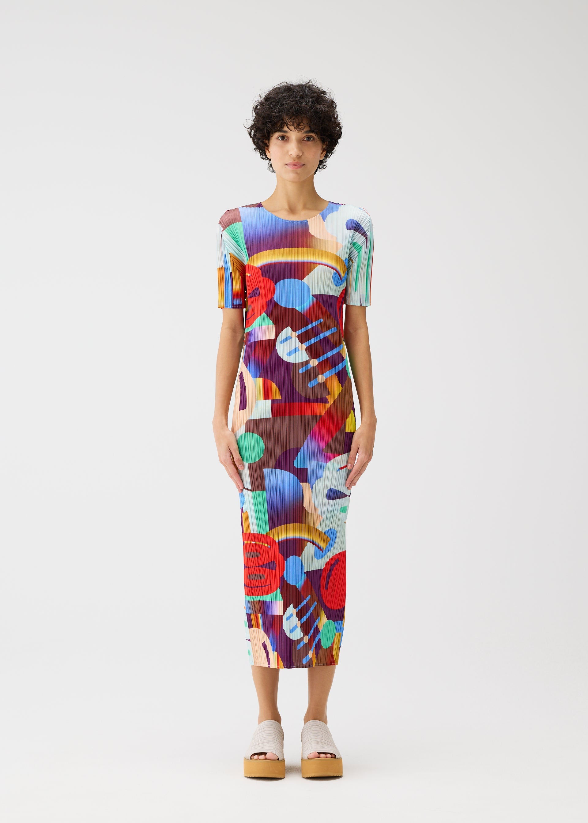pleats please issey miyake dress Basics Mini-Dress in Black SVRN