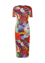 A detail shot of the Pleats Please Issey Miyake SODA POPS dress.