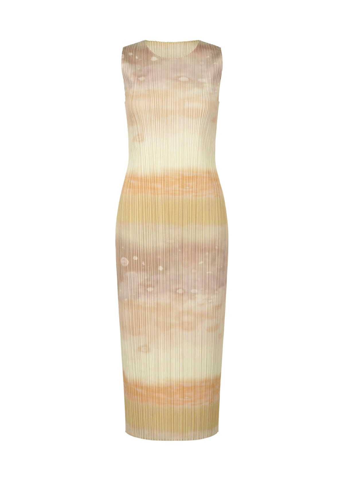 A product shot of the Pleats Please Issey Miyake SEA BUBBLE dress in greige (42), recurring_style.