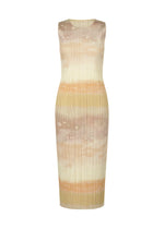A product shot of the Pleats Please Issey Miyake SEA BUBBLE dress in greige (42), recurring_style.