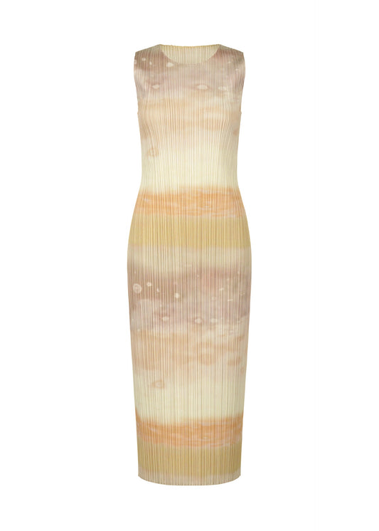 A product shot of the Pleats Please Issey Miyake SEA BUBBLE dress in greige (42), recurring_style.