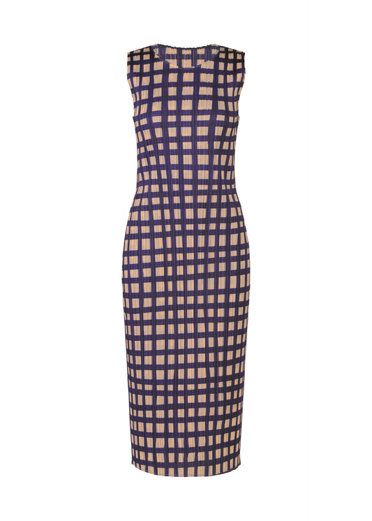 A product shot of the PLEATS PLEASE ISSEY MIYAKE BASKET dress in navy.