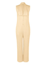 A product shot of the Pleats Please Issey Miyake LOOP BOTTOMS jumpsuit in light beige (39), recurring_style.