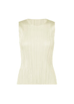 A product shot of the Pleats Please Issey Miyake MONTHLY COLORS MAY shirt in ivory (03), recurring_style, restock.