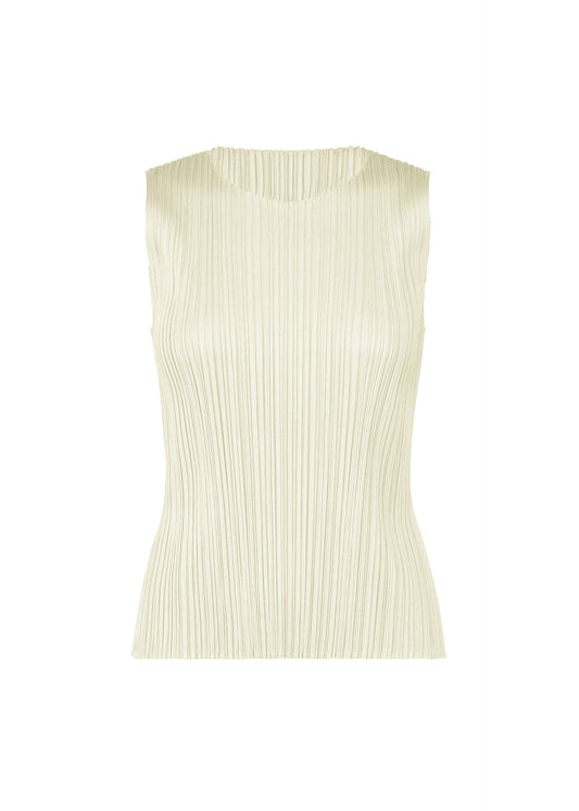 A product shot of the Pleats Please Issey Miyake MONTHLY COLORS MAY shirt in ivory (03), recurring_style, restock.