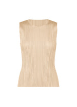 A product shot of the Pleats Please Issey Miyake MONTHLY COLORS MAY shirt in sand beige (43), recurring_style.
