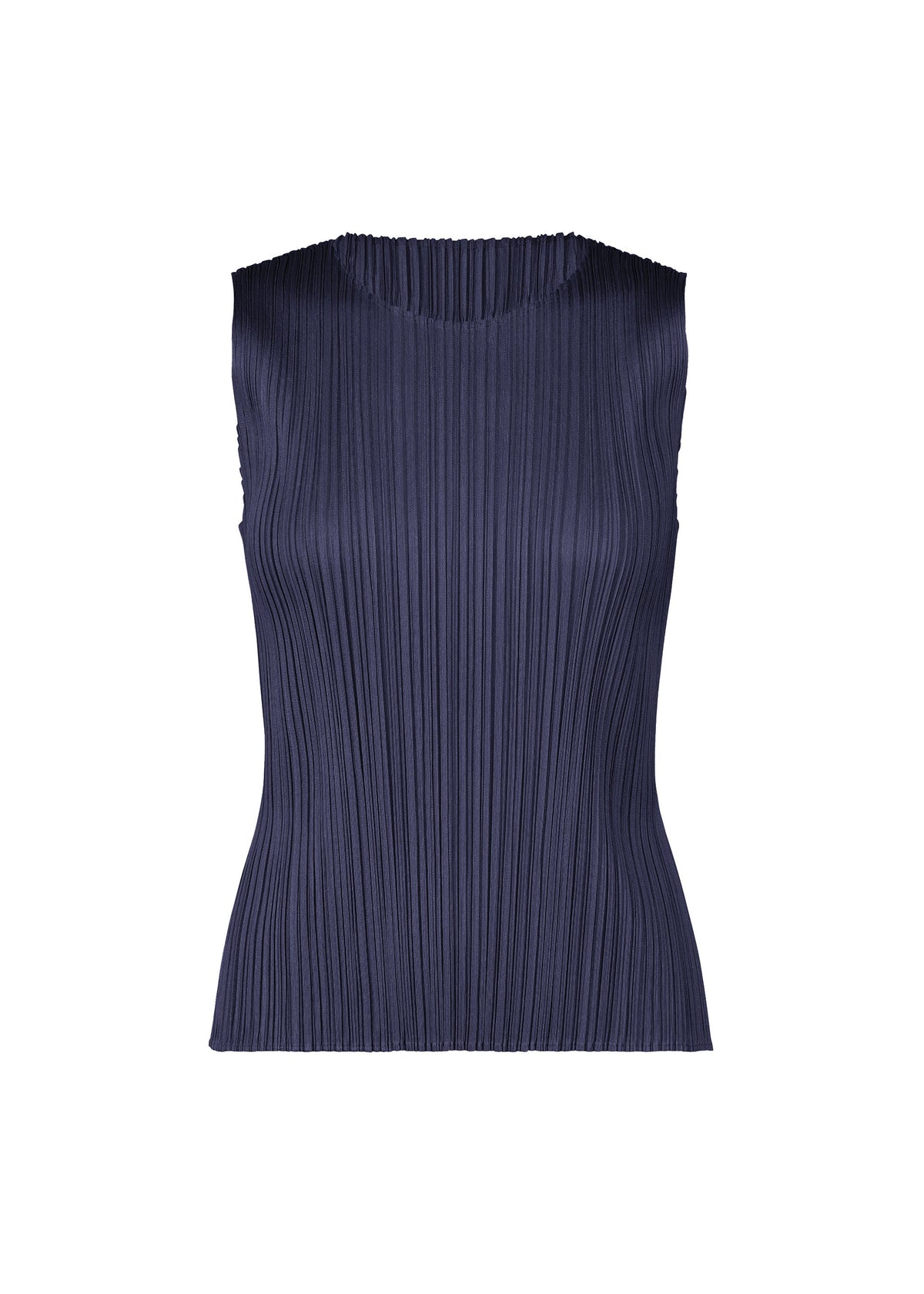 A product shot of the Pleats Please Issey Miyake MONTHLY COLORS MAY shirt in navy (75), recurring_style.