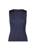 A product shot of the Pleats Please Issey Miyake MONTHLY COLORS MAY shirt in navy (75), recurring_style.