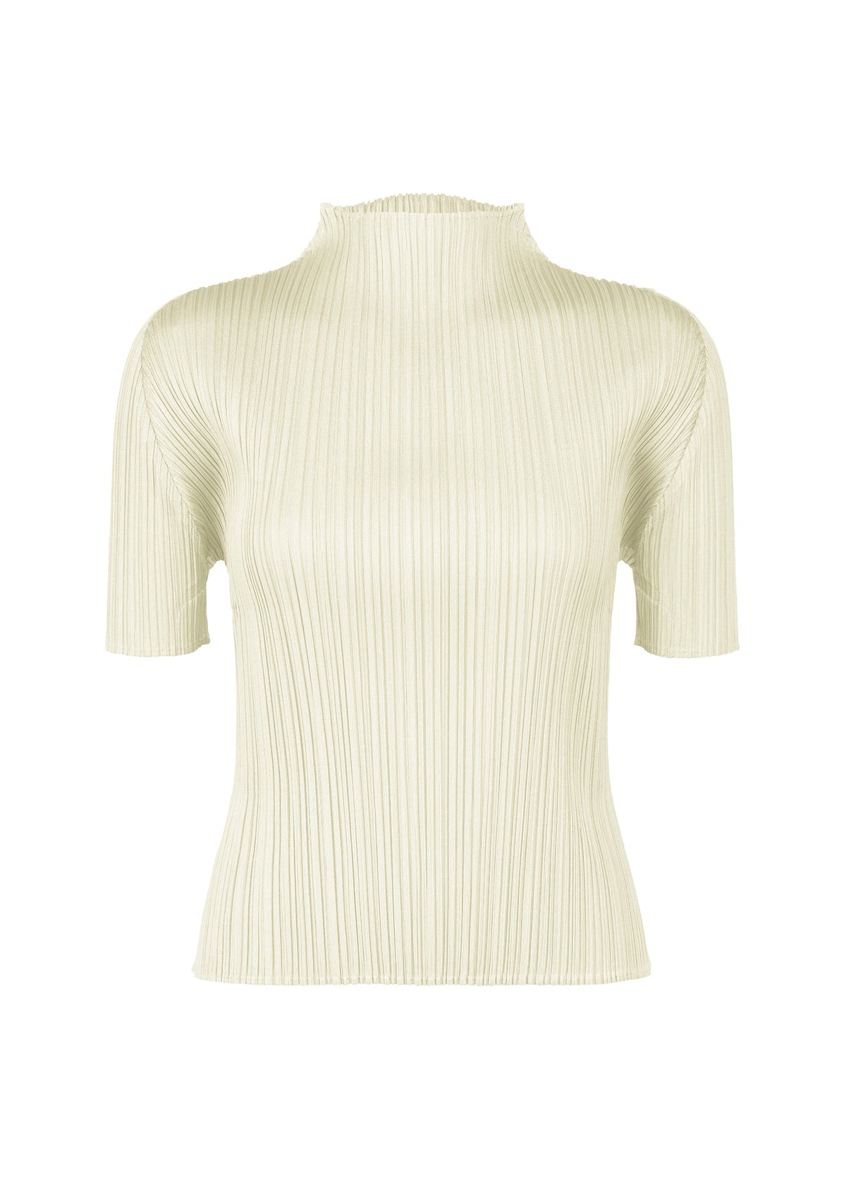 A product shot of the Pleats Please Issey Miyake MONTHLY COLORS MAY shirt in ivory (03), recurring_style, restock.