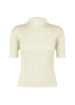 A product shot of the Pleats Please Issey Miyake MONTHLY COLORS MAY shirt in ivory (03), recurring_style, restock.