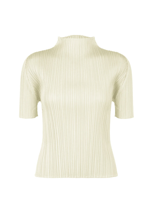 A product shot of the Pleats Please Issey Miyake MONTHLY COLORS MAY shirt in ivory (03), recurring_style, restock.