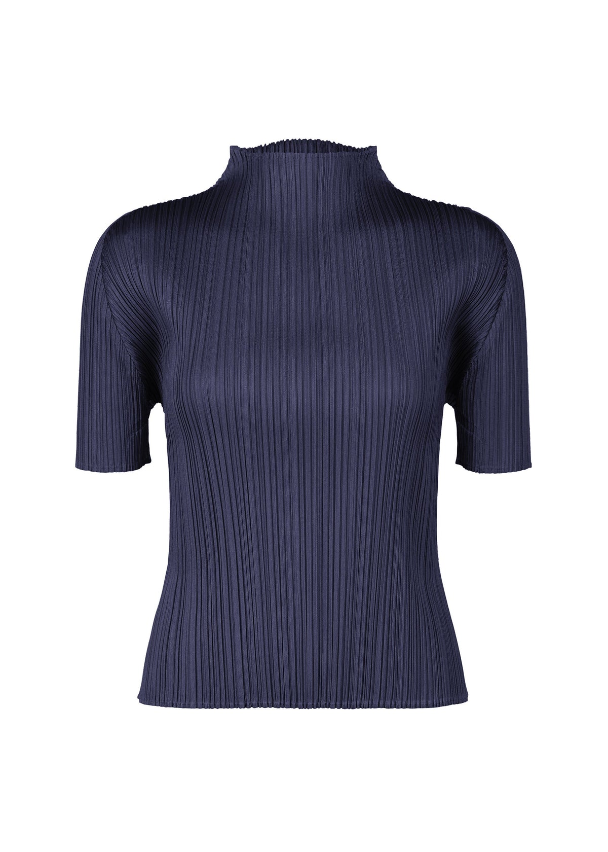 A product shot of the Pleats Please Issey Miyake MONTHLY COLORS MAY shirt in navy (75), recurring_style.