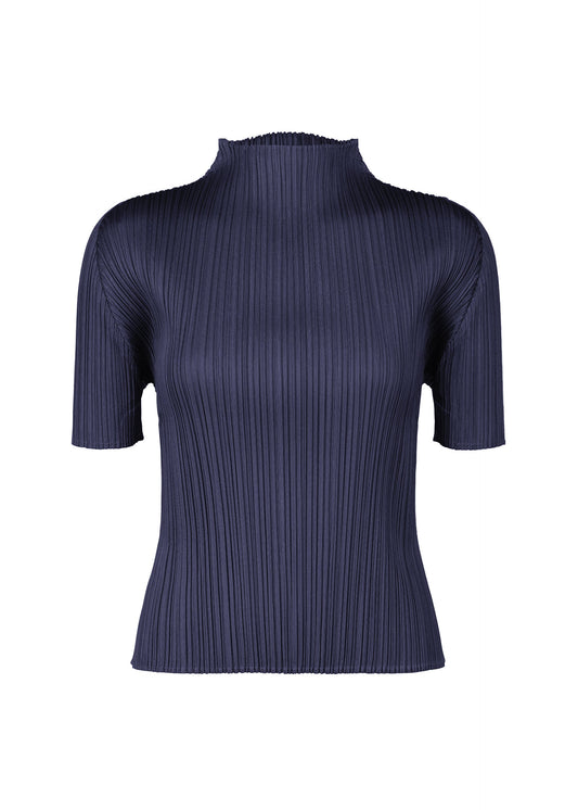 A product shot of the Pleats Please Issey Miyake MONTHLY COLORS MAY shirt in navy (75), recurring_style.