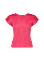 A product shot of the PLEATS PLEASE ISSEY MIYAKE MONTHLY COLORS : JUNE shirt in bright pink.