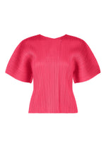A product shot of the PLEATS PLEASE ISSEY MIYAKE MONTHLY COLORS : JUNE shirt in bright pink.