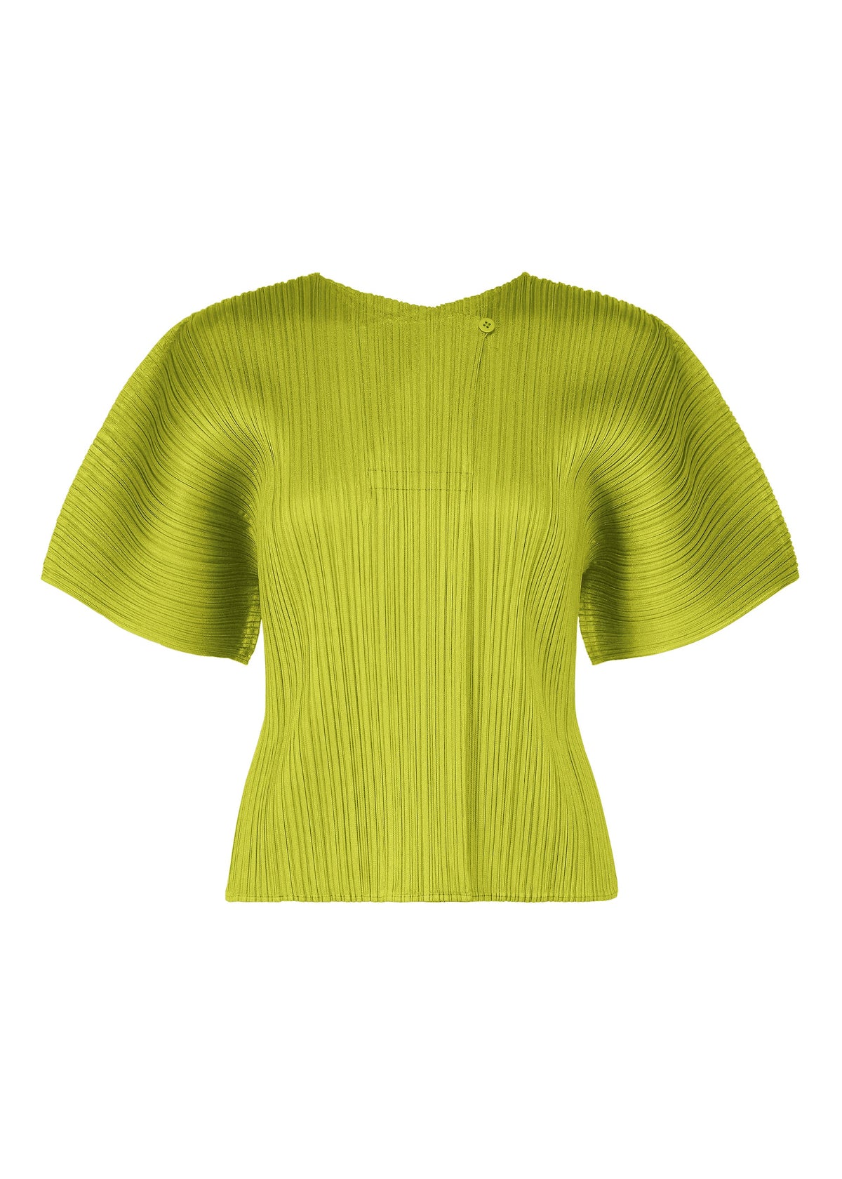 A product shot of the PLEATS PLEASE ISSEY MIYAKE MONTHLY COLORS : JUNE shirt in yellow green.