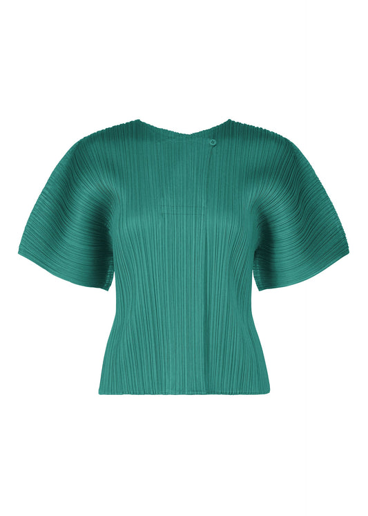 A product shot of the PLEATS PLEASE ISSEY MIYAKE MONTHLY COLORS : JUNE shirt in blue green.