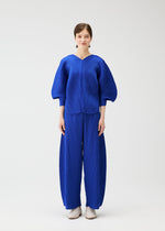 A model wears the PLEATS PLEASE ISSEY MIYAKE COAST pp66jk46143os.
