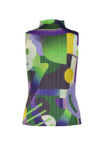 A detail shot of the Pleats Please Issey Miyake SODA POPS shirt.