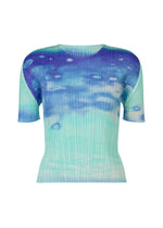 A product shot of the Pleats Please Issey Miyake SEA BUBBLE shirt in blue (72), recurring_style.