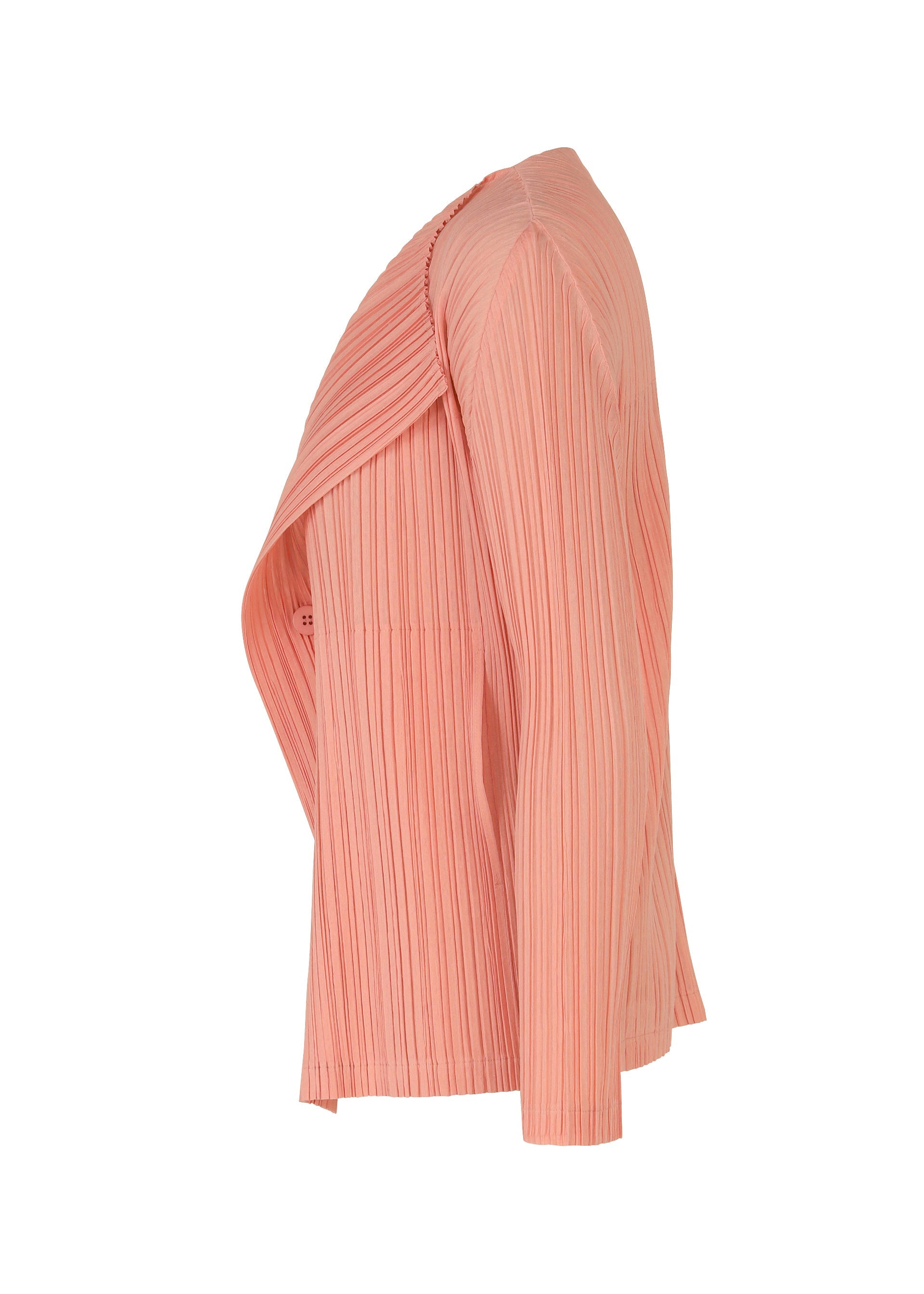 A detail shot of the Pleats Please Issey Miyake RAMIE PLEATS prêt à porter.
