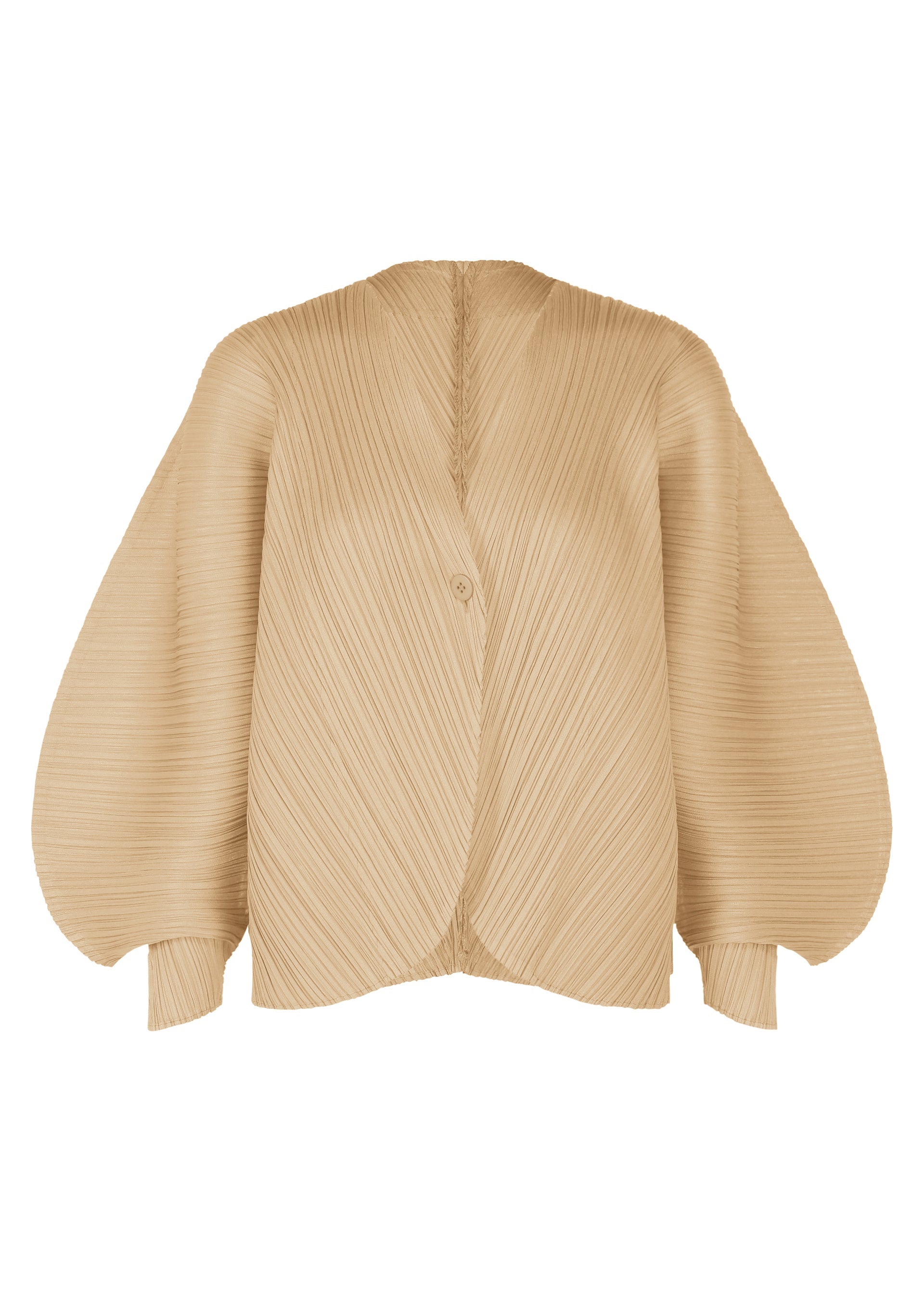 A product shot of the PLEATS PLEASE ISSEY MIYAKE COAST pp66jo46243os in sand beige.