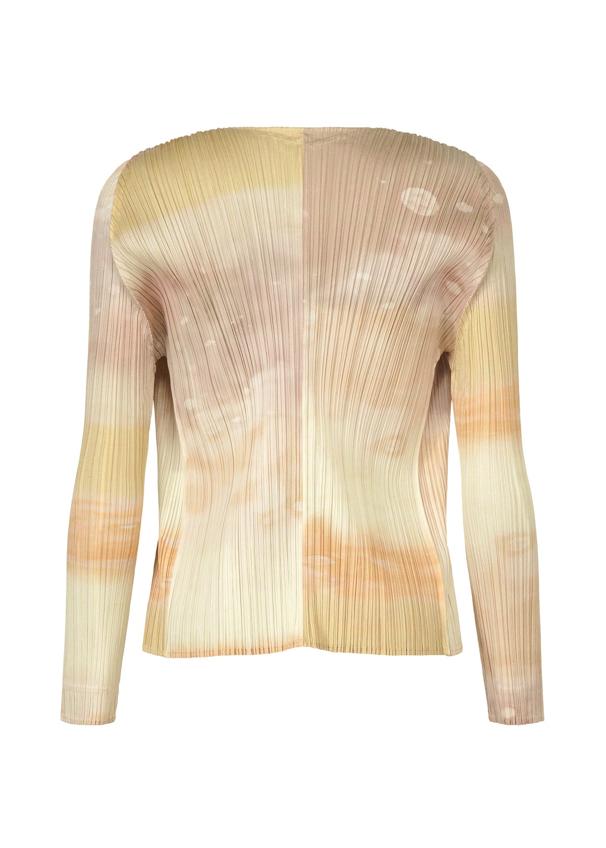 A detail shot of the Pleats Please Issey Miyake SEA BUBBLE cardigan.