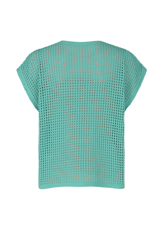 A detail shot of the Pleats Please Issey Miyake FISHNET KNIT vest.
