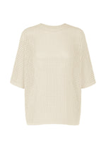 A product shot of the Pleats Please Issey Miyake FISHNET KNIT shirt in ivory (03), recurring_style.